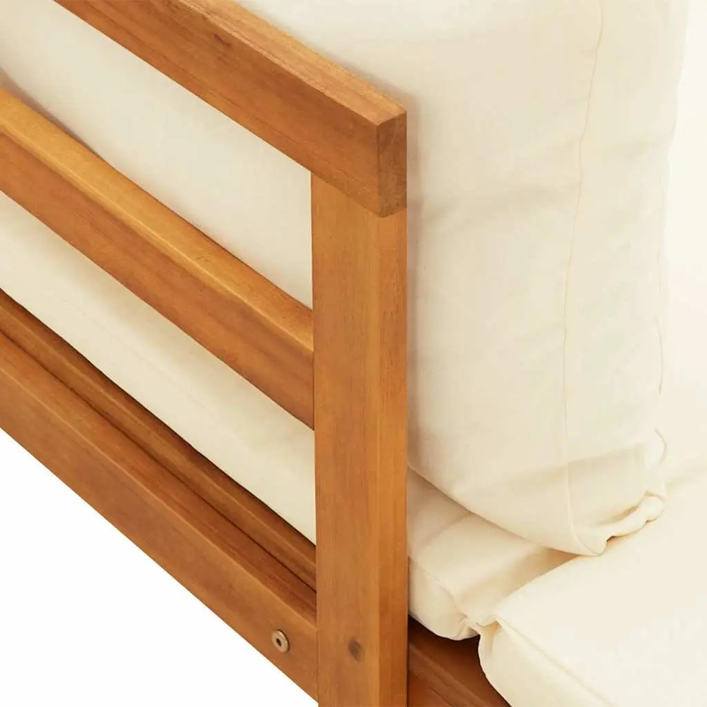 Outdoor Garden Lounge Set Cream 4 Piece Solid Acacia Wood Weather-Resistant with Thickly-Padded Cushions