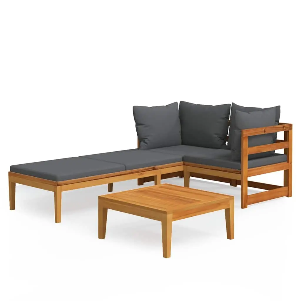 Garden Lounge Set 3 Piece Outdoor Patio Furniture with Cushions Acacia Wood