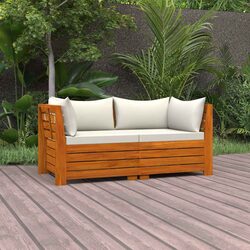 2-Seater Garden Sofa: White Wood and Cushions for Relaxation