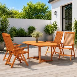 5 Piece Garden Dining Set Outdoor Patio Furniture Extendable Table Reclining