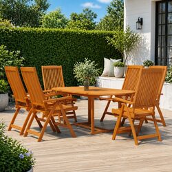 Garden Dining Set 7 Piece Outdoor Furniture Extendable Table Reclining Chairs