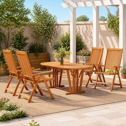 Eucalyptus Wood 5-Piece Outdoor Dining Set
