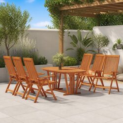Garden Dining Set 7 Piece Outdoor Patio Furniture Extendable Table Reclining