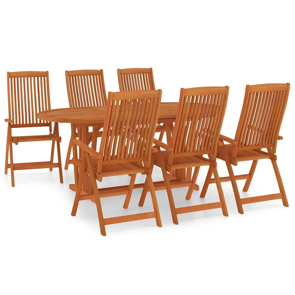Garden Dining Set Brown 7 Piece Extendable Table Reclining Armchairs