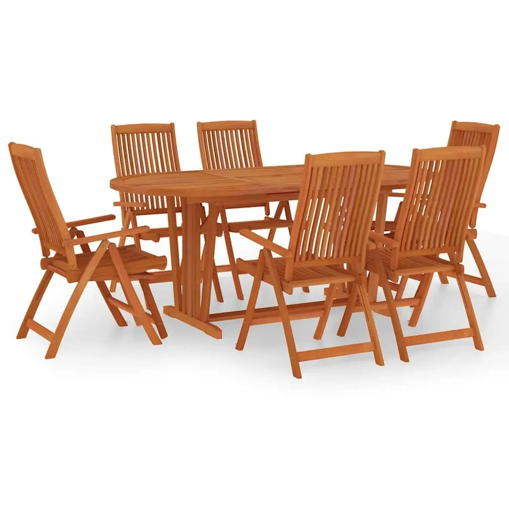 Garden Dining Set 7 Piece Outdoor Furniture Table Chairs Eucalyptus Wood Brown