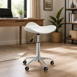 White Faux Leather Office Chair: Swivel & Height Adjustable