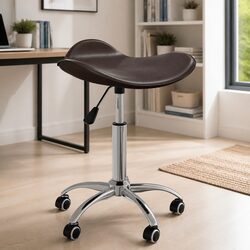Office Chair Brown Faux Leather Swivel Computer Desk Chair Height Adjustable