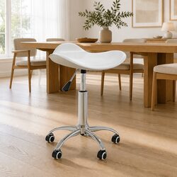 Compact White Faux Leather Swivel Chair for Dining Spaces