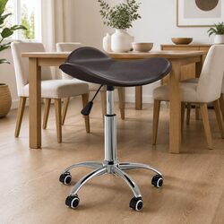 Swivel Dining Chair in Brown Faux Leather