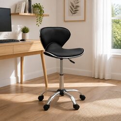 Black Faux Leather Swivel Chair with Adjustable Height
