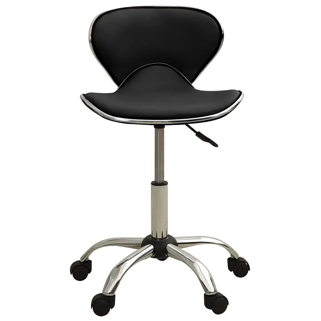Height Adjustable Swivel Office Chair Black Faux Leather Desk Seat with Five Wheels
