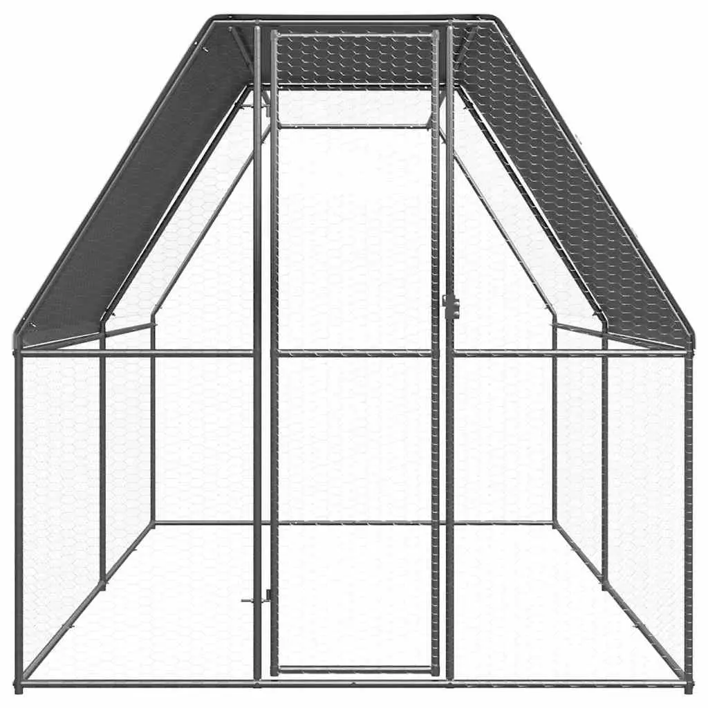Outdoor Chicken Cage Silver 2x4x2 m Galvanised Steel Coop Run Hen House Aviary