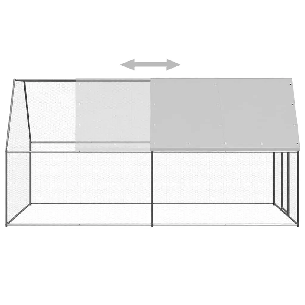 Outdoor Chicken Cage Silver 2x4x2 m Galvanised Steel Coop Run Hen House Aviary