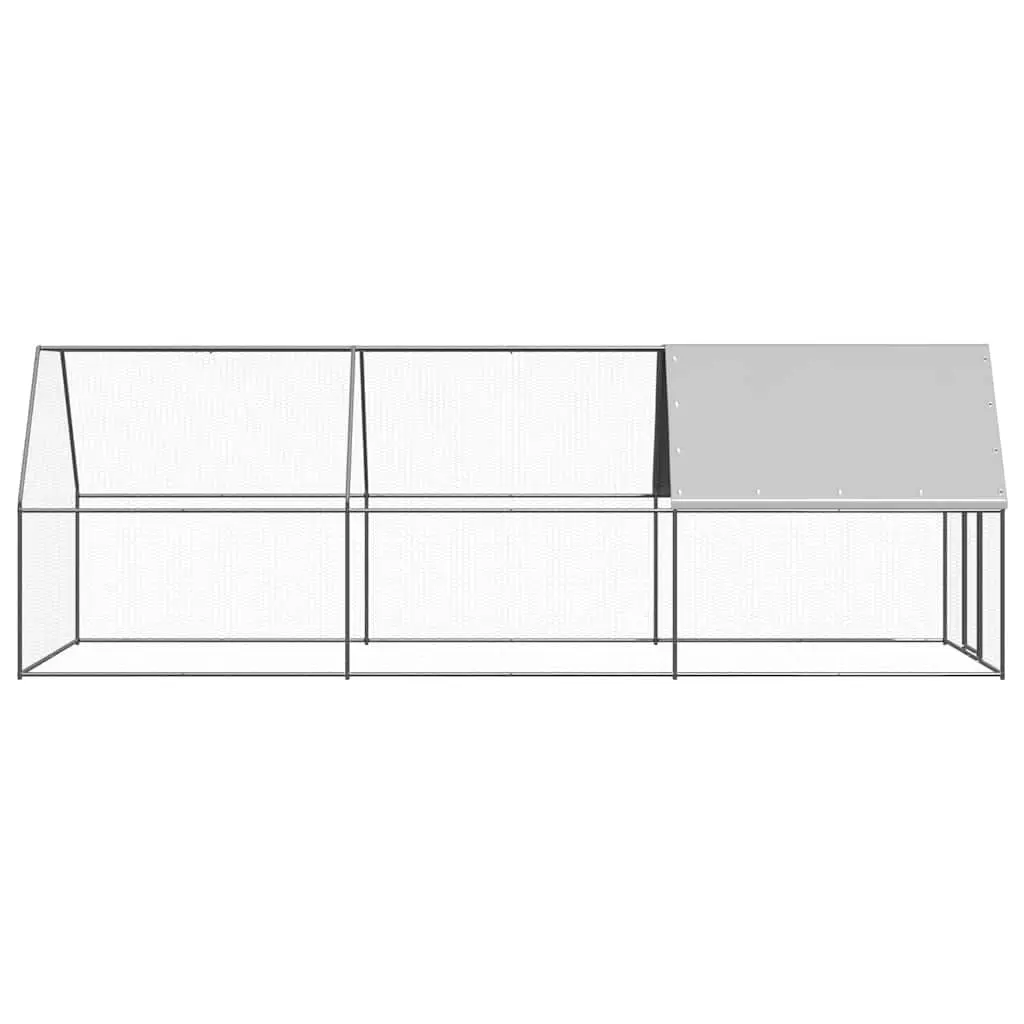 Outdoor Chicken Cage Silver 2x6x2m Galvanised Steel Aviary Run Enclosure