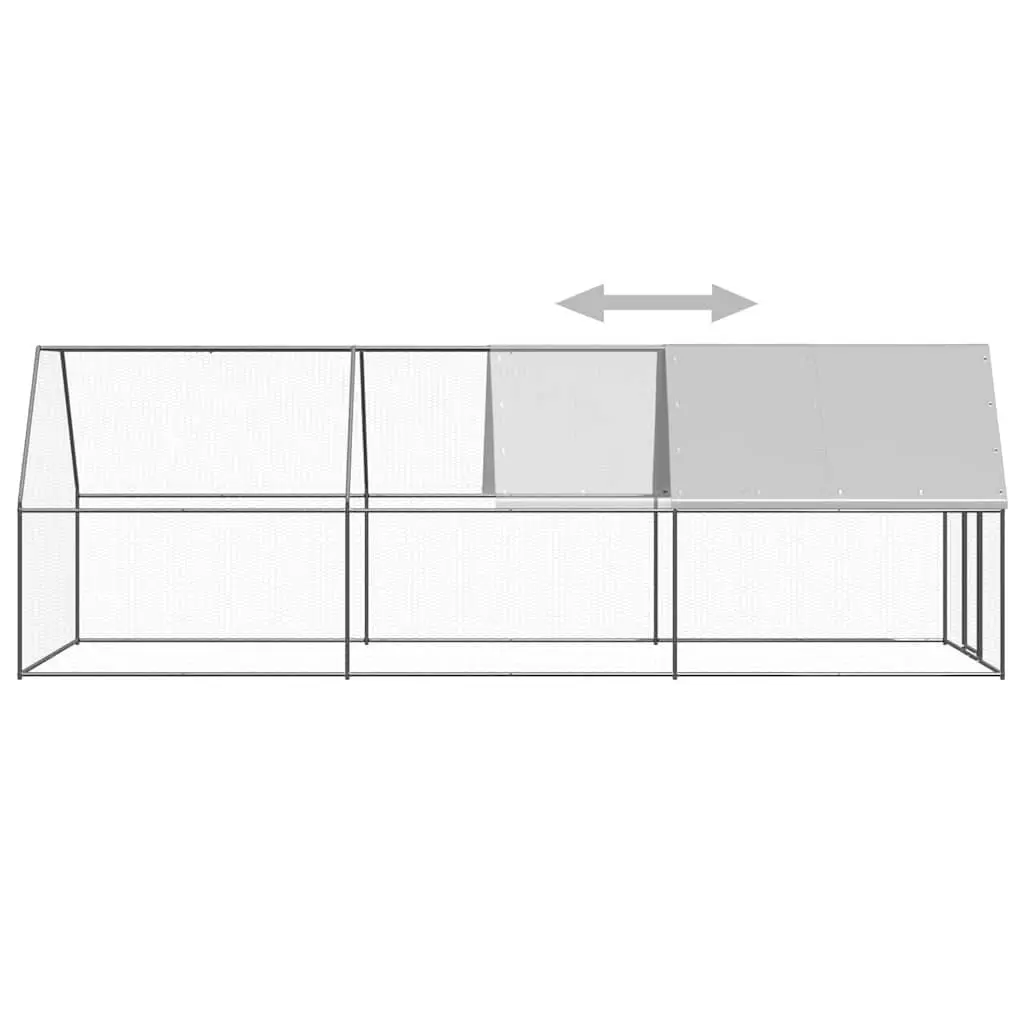 Outdoor Chicken Cage Silver 2x6x2m Galvanised Steel Aviary Run Enclosure