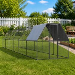 Outdoor Chicken Cage Run Enclosure 2x12x2m Galvanised Steel Aviary Small Animal