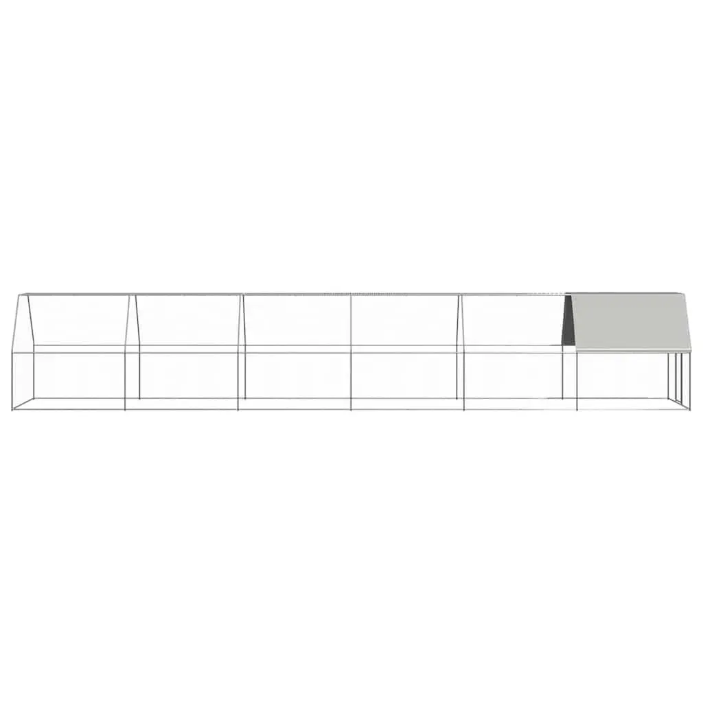 Chicken Cage Silver 2x12x2m Galvanised Steel Outdoor Run Enclosure Aviary Pen