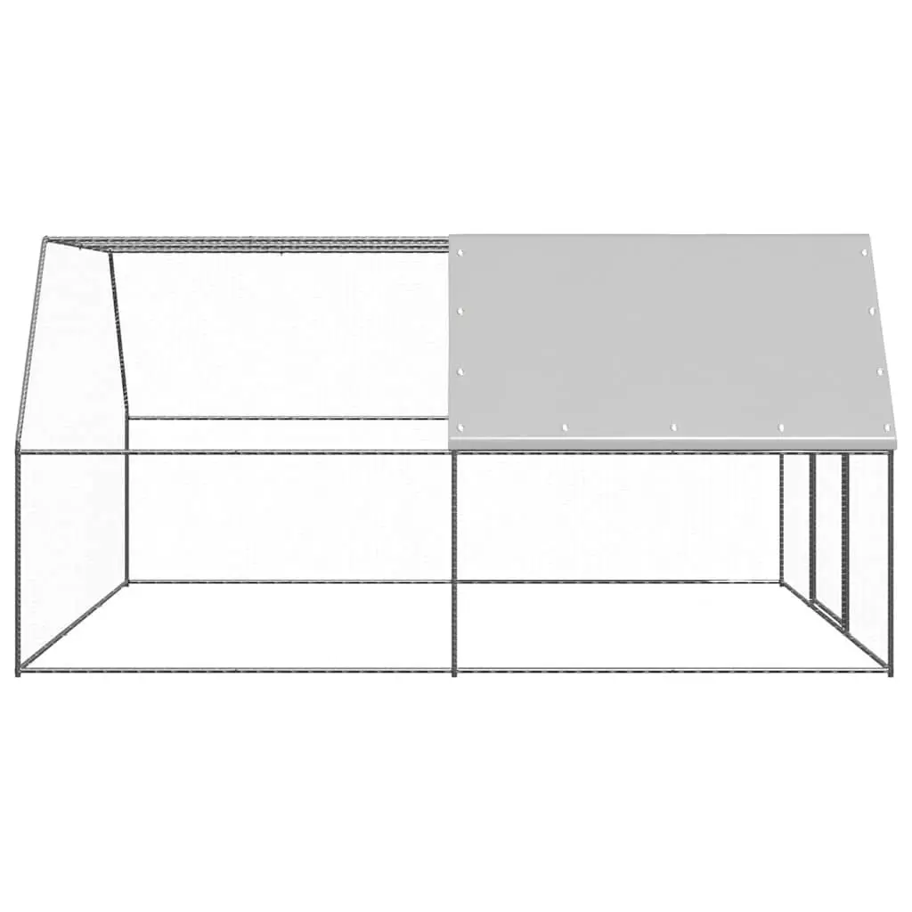 Outdoor Chicken Cage Silver Large Galvanised Steel Aviary Enclosure with Lockable Gate