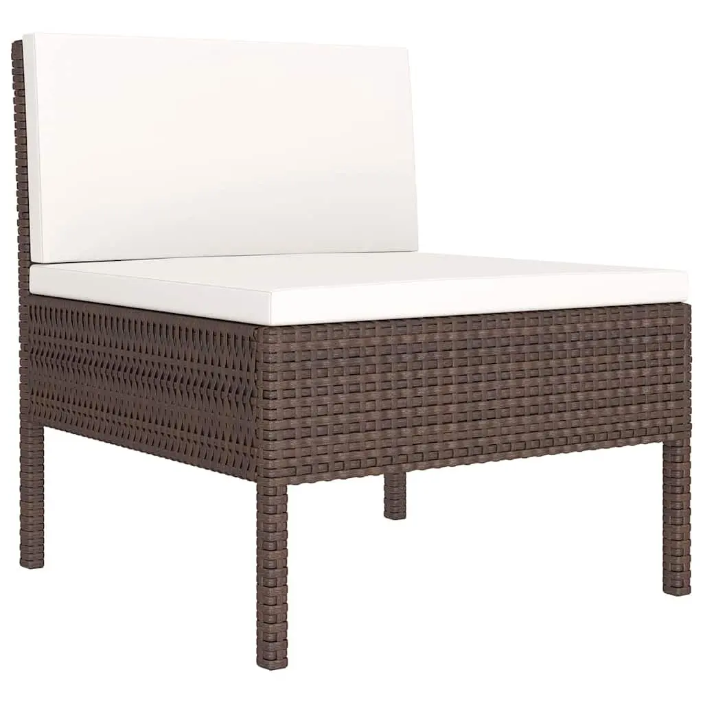 Garden Lounge Set Brown 6 Piece Outdoor Furniture Weather Resistant PE Rattan Patio Seating