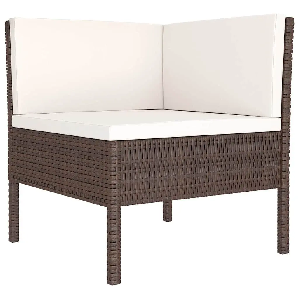 Garden Lounge Set Brown 6 Piece Outdoor Furniture Weather Resistant PE Rattan Patio Seating