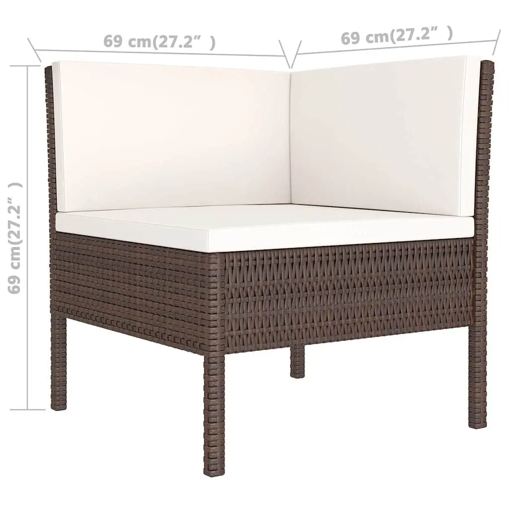 Garden Lounge Set Brown 6 Piece Outdoor Furniture Weather Resistant PE Rattan Patio Seating