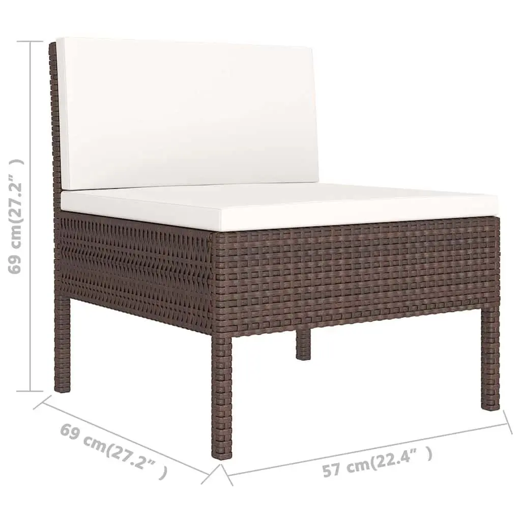 Garden Lounge Set Brown 6 Piece Outdoor Furniture Weather Resistant PE Rattan Patio Seating