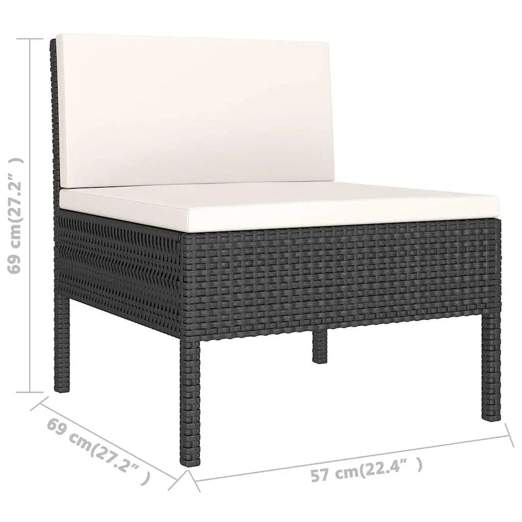 Garden Lounge Set 6 Piece Outdoor Furniture Poly Rattan Black Patio Seating