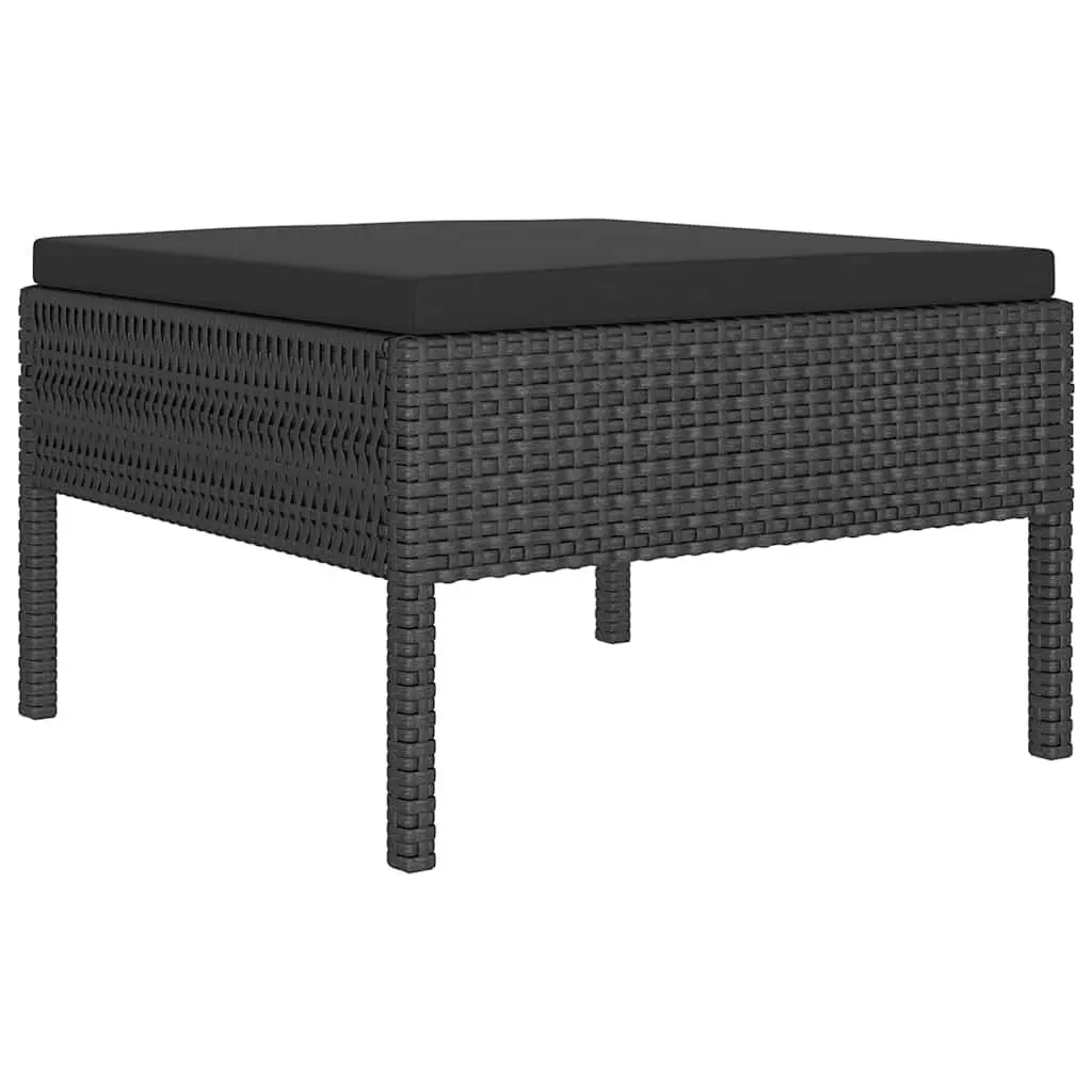 Garden Lounge Set Black 5 Piece Outdoor Patio Furniture with Cushions Weather Resistant PE Rattan