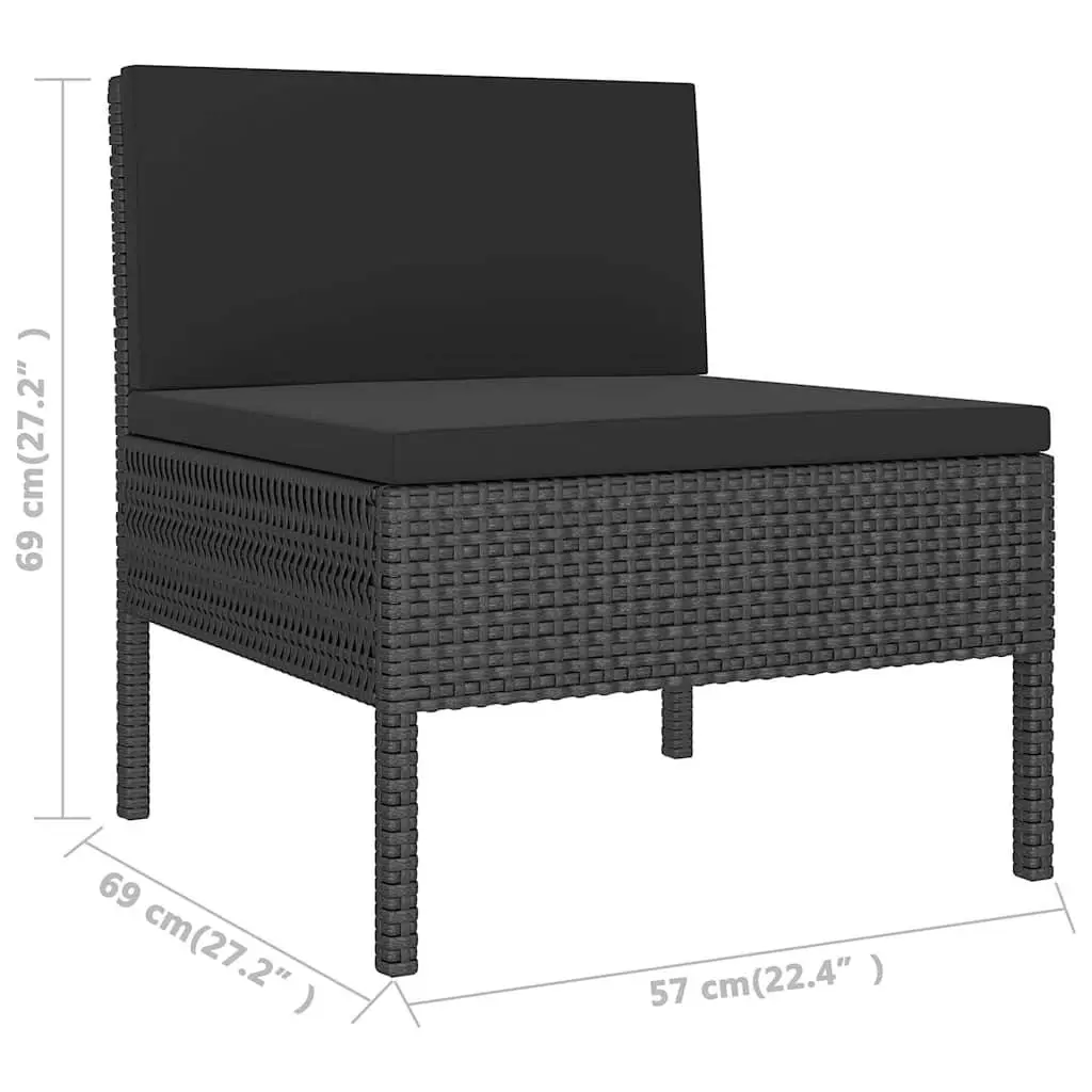 Garden Lounge Set Black 5 Piece Outdoor Patio Furniture with Cushions Weather Resistant PE Rattan
