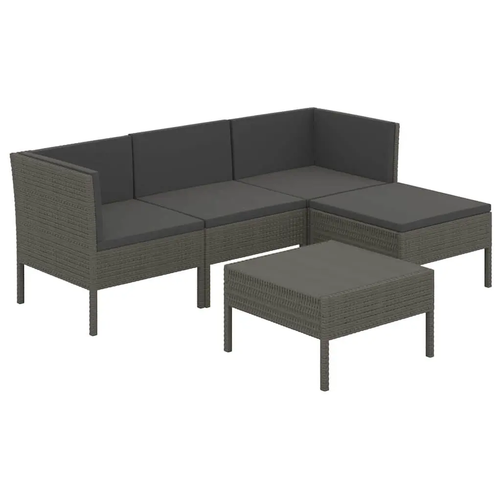 Garden Lounge Set 5 Piece Outdoor Furniture Patio Sectional with Cushions Grey