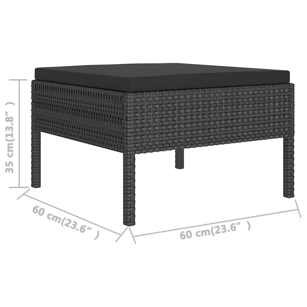 Garden Lounge Set 6 Piece Poly Rattan Outdoor Patio Furniture Black with
