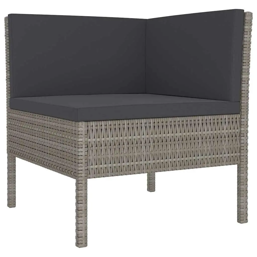 Garden Lounge Set 6 Piece Outdoor Furniture Poly Rattan Grey with Cushions Patio