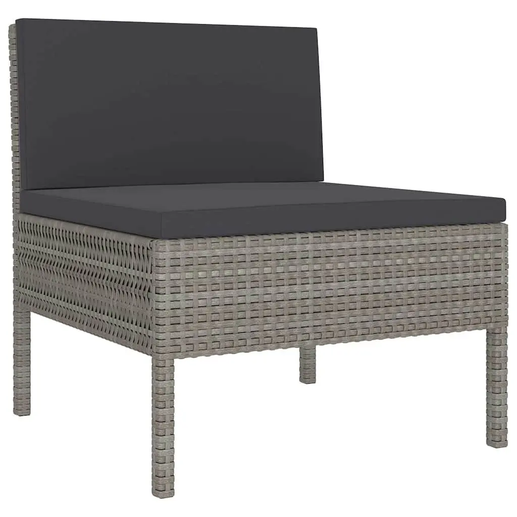 Garden Lounge Set 6 Piece Outdoor Furniture Poly Rattan Grey with Cushions Patio