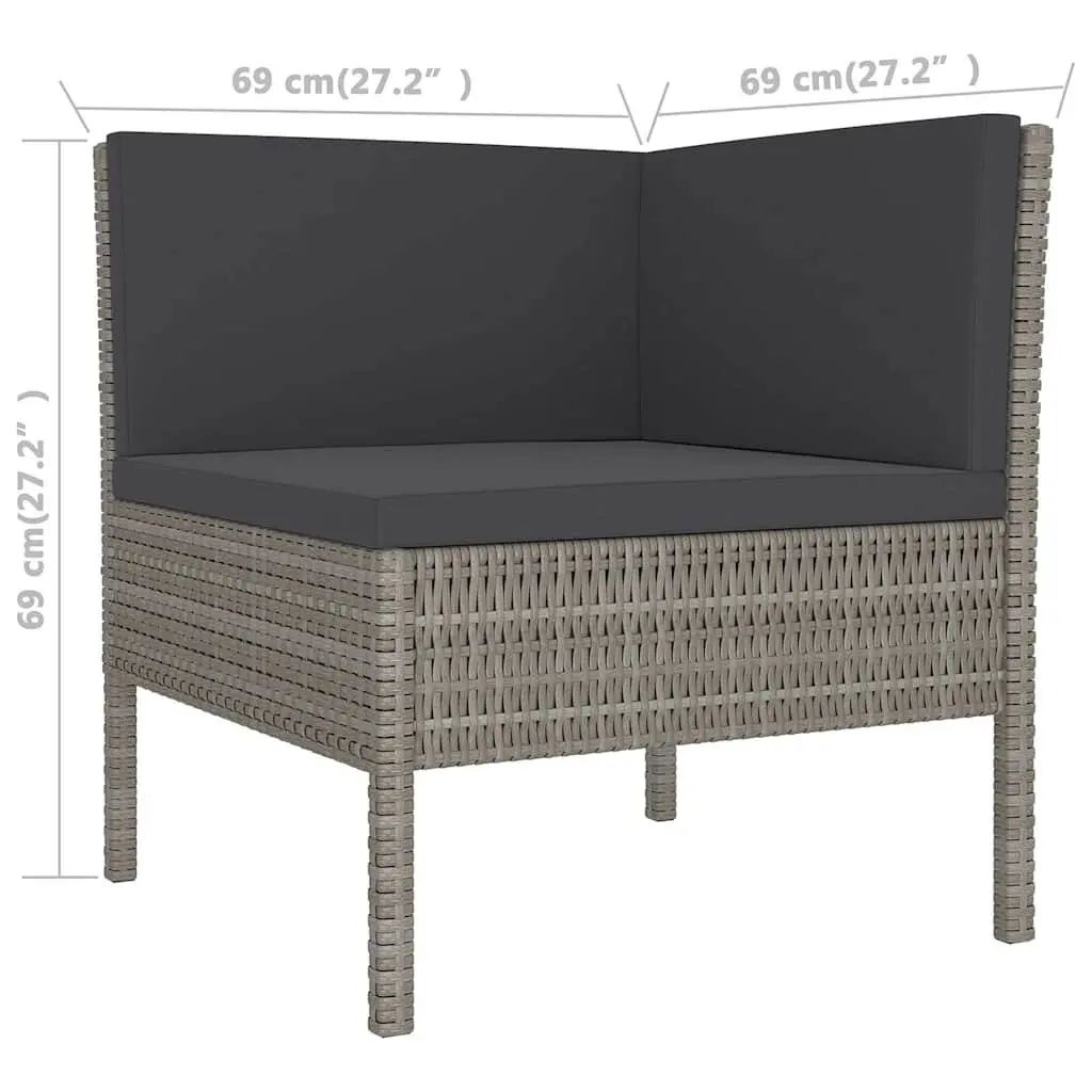 Garden Lounge Set 6 Piece Outdoor Furniture Poly Rattan Grey with Cushions Patio