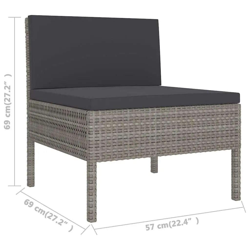 Garden Lounge Set 6 Piece Outdoor Furniture Poly Rattan Grey with Cushions Patio