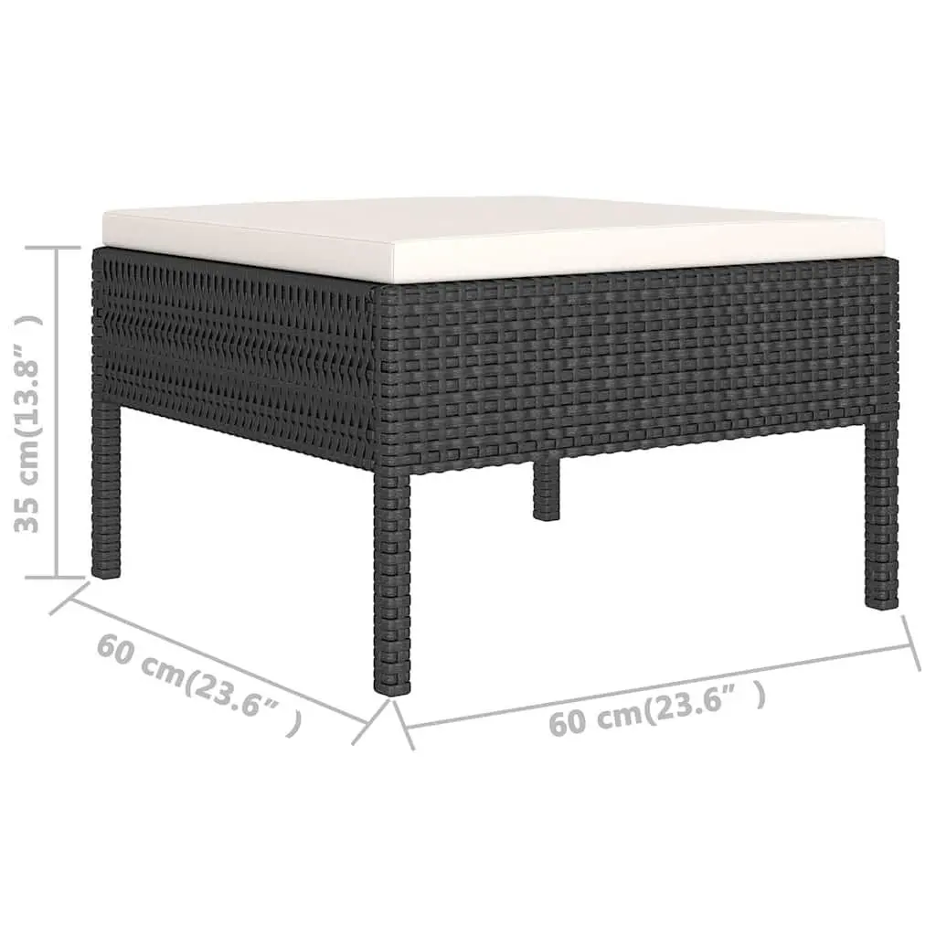 Garden Lounge Set 9 Piece Outdoor Patio Furniture Black Poly Rattan with