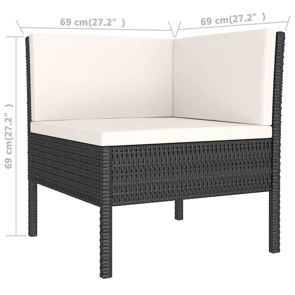 Garden Lounge Set 9 Piece Outdoor Patio Furniture Black Poly Rattan with