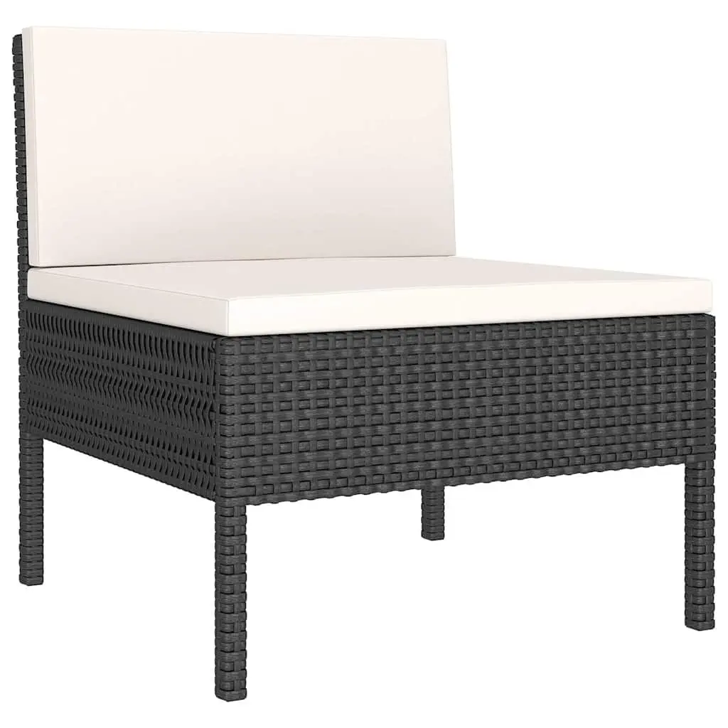 Garden Lounge Set Black 6 Piece Outdoor Furniture Weather-Resistant PE Rattan Cushions