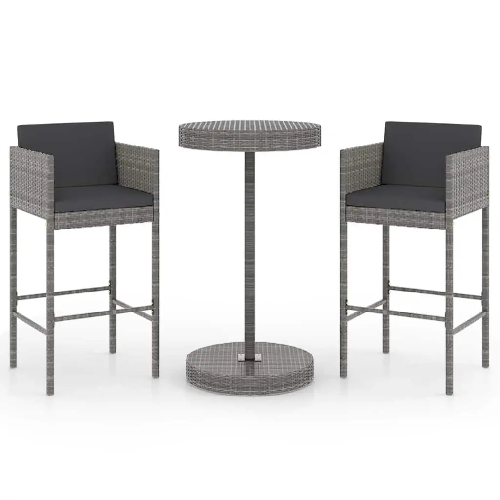 3 Piece Garden Bar Set with Cushions