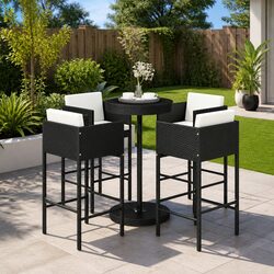 Compact 5 Piece Outdoor Bar Set in Black