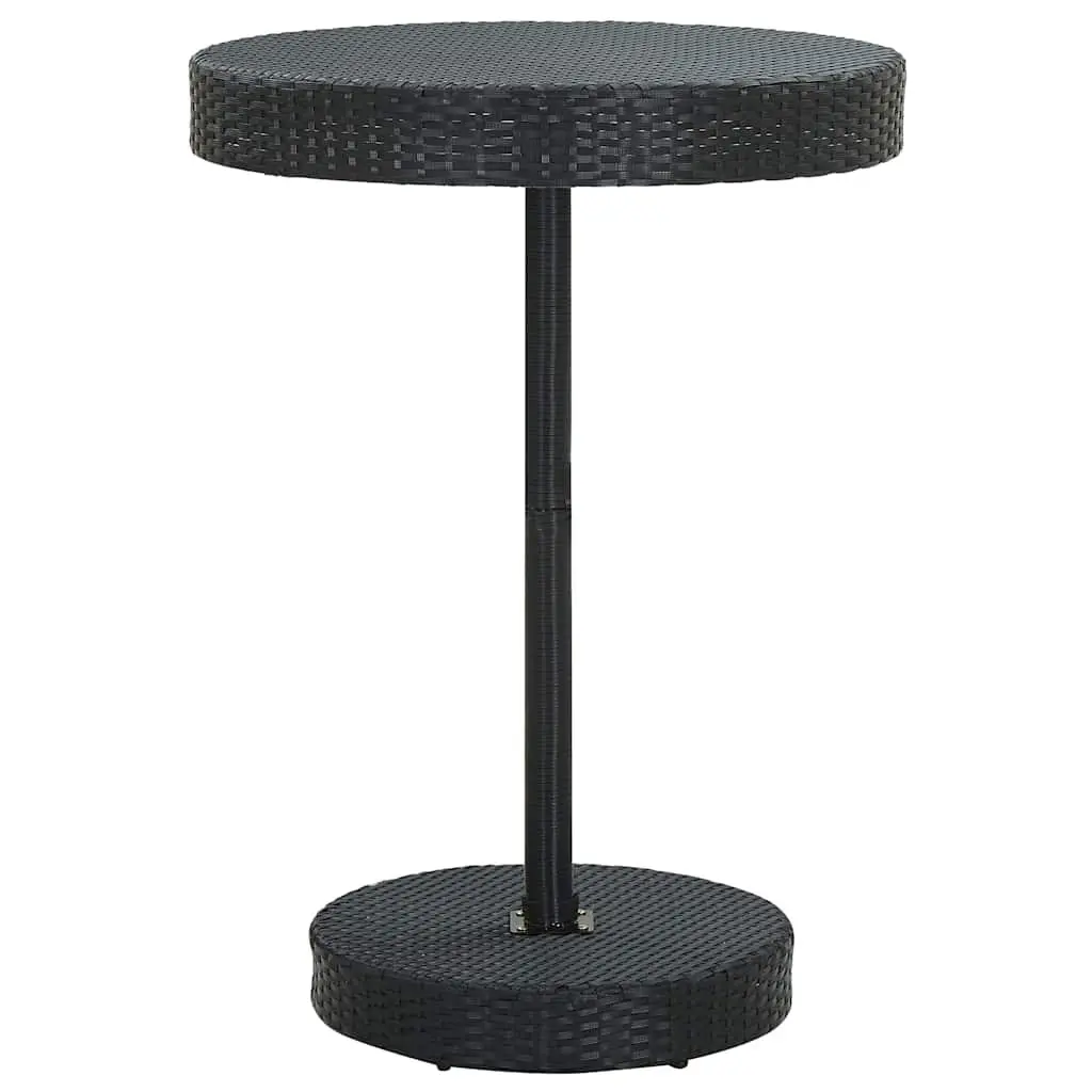 Outdoor Rattan Bar Set Black Cushions 5 Piece Garden Table and Stools