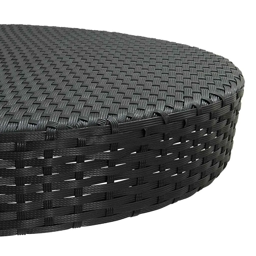 Outdoor Rattan Bar Set Black Cushions 5 Piece Garden Table and Stools