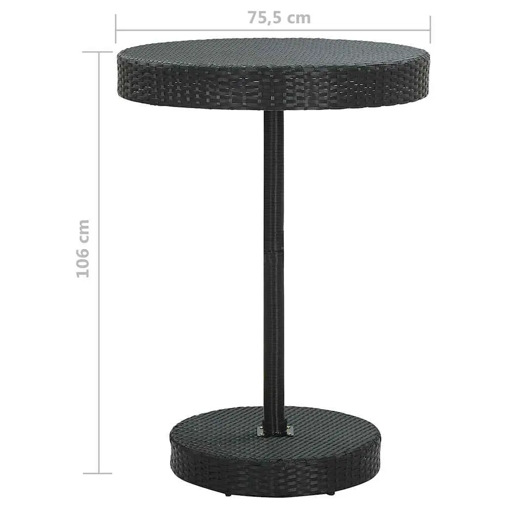 Outdoor Rattan Bar Set Black Cushions 5 Piece Garden Table and Stools