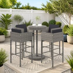 Compact and Stylish 5 Piece Garden Bar Set in Grey