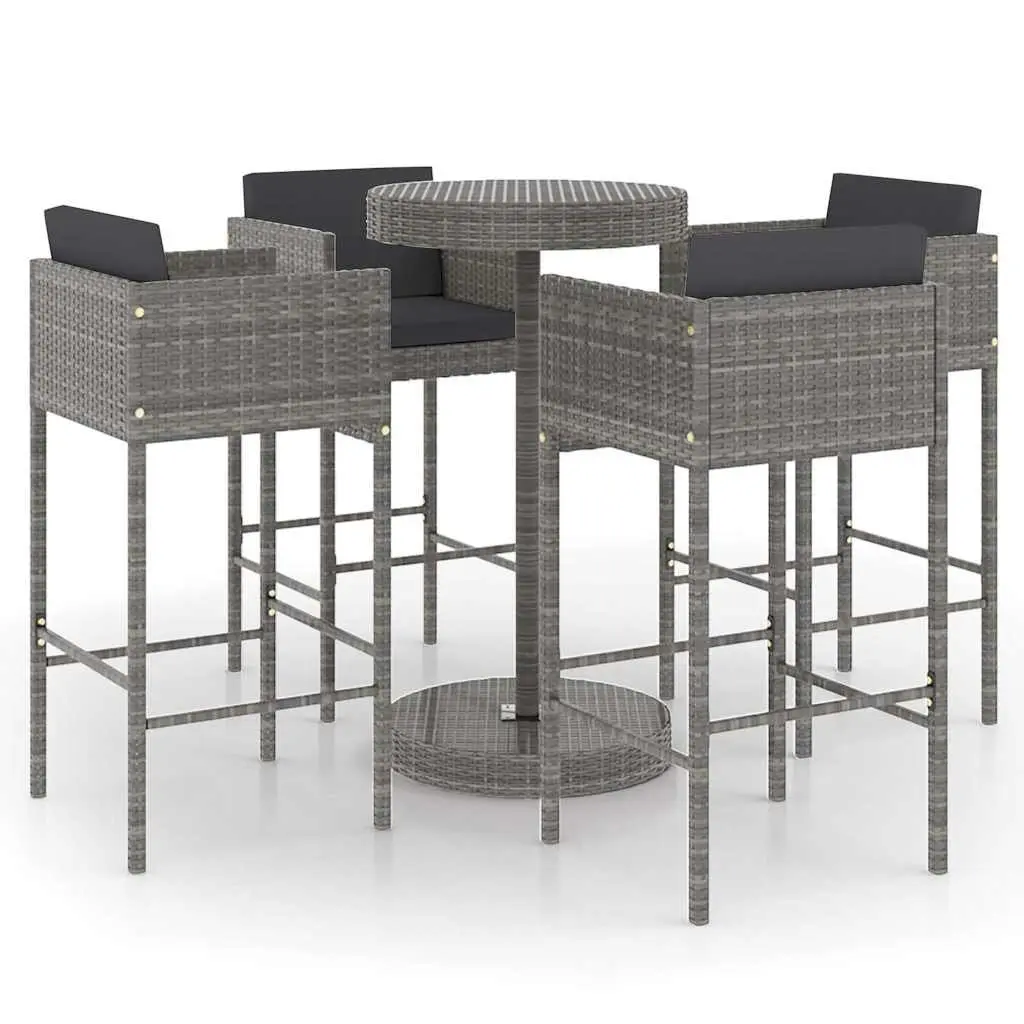 5 Piece Garden Bar Set in Grey