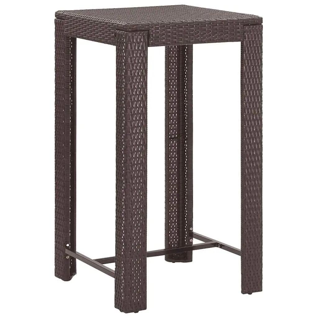 Garden Bar Set Brown 3 Piece Poly Rattan Outdoor Table Stools with Cushions