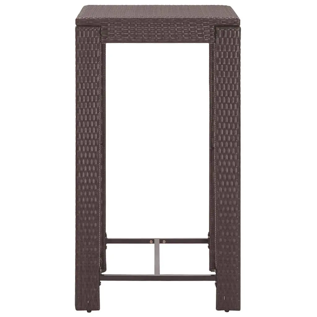 Garden Bar Set Brown 3 Piece Poly Rattan Outdoor Table Stools with Cushions