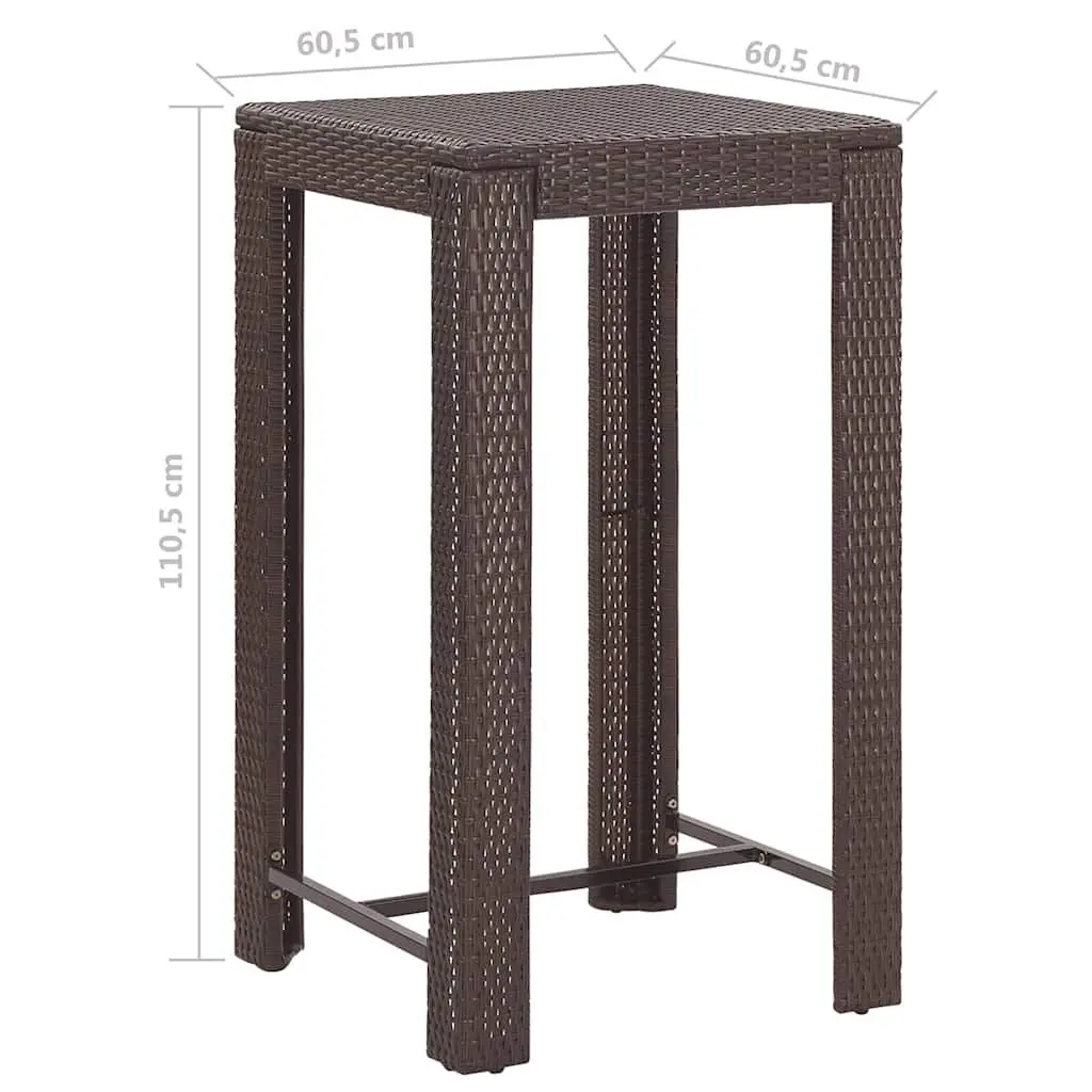 Garden Bar Set Brown 3 Piece Poly Rattan Outdoor Table Stools with Cushions