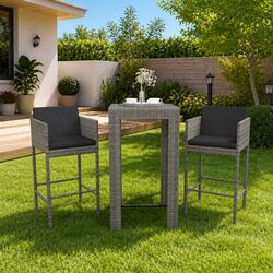 Compact 3 Piece Grey Bar Set for Outdoor Living