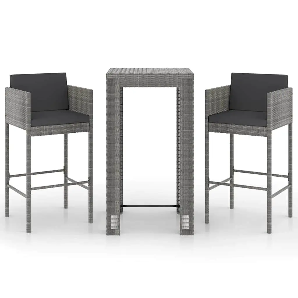 3 Piece Grey Bar Set for Outdoor Living